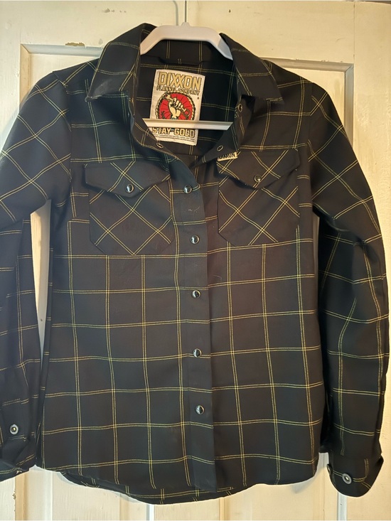 DIXXON Tops - DIXXON Black Button-Up Shirt with Yellow Windowpane